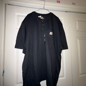 NEW mens 4 xl Carhartt Black Short-Sleeve Henley with Chest Pocket